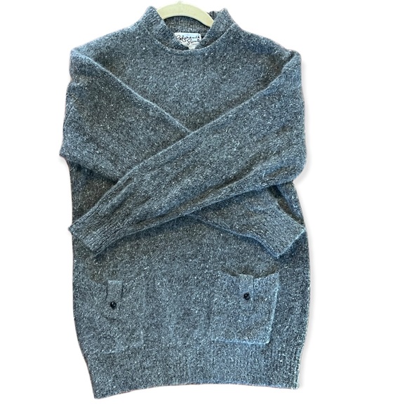 Vintage 80’s Silk Angora Wool Blend Mock Neck Sweater Grey - Picture 5 of 5